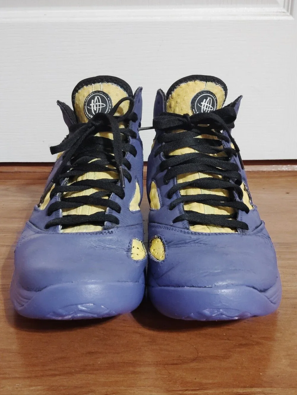 Nike Huarache 2k10 Custom Yellow Purple Basketball Shoes Size 11